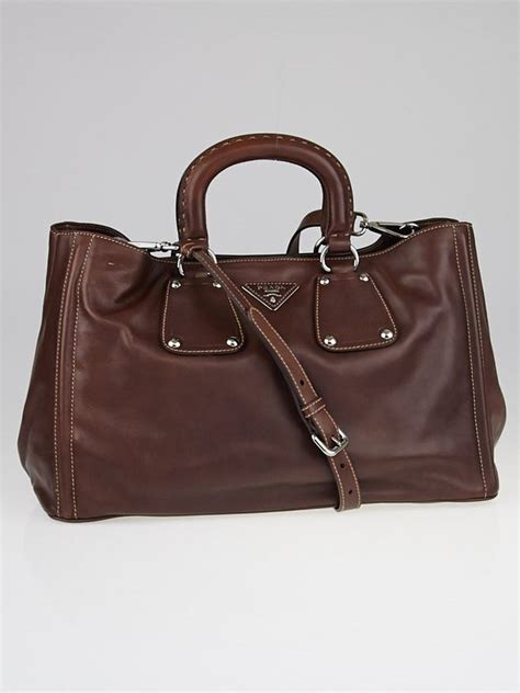 prada bn1889|Prada Nocciolo Soft Calfskin Leather Shopping Tote Bag BN1889.